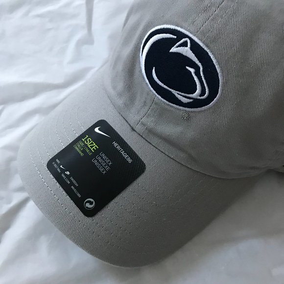 NEW Nike Heritage 86 Cotton Cap Penn State Lion Head Logo Adjustable Gray Hat - Picture 5 of 11